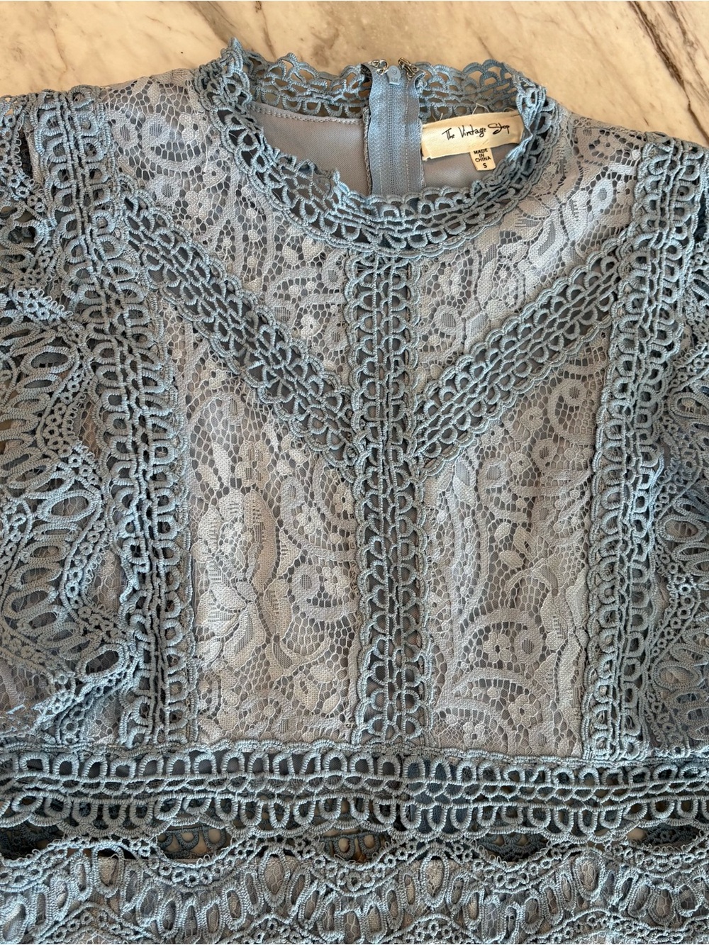 Light Blue Lace Ruffled Dress - Picture 3 of 5